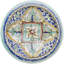 Assiette en céramique andalouse de style Mid-Century bleu et orange