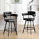 Rozie Swivel Upholstered 26" Faux Leather Counter Stool with Curved Wing Back and Metal Frame