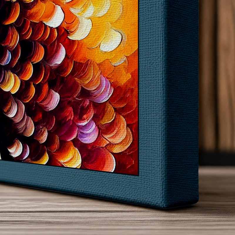 Giraffe Among Circles Modern 1 Piece Wrapped Canvas Wall Art, 30x20 - 76.2 x 50.8 cm, Teal Border