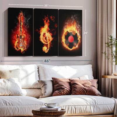 " Fiery Music Fusion Canvas Print " 3 - Pieces