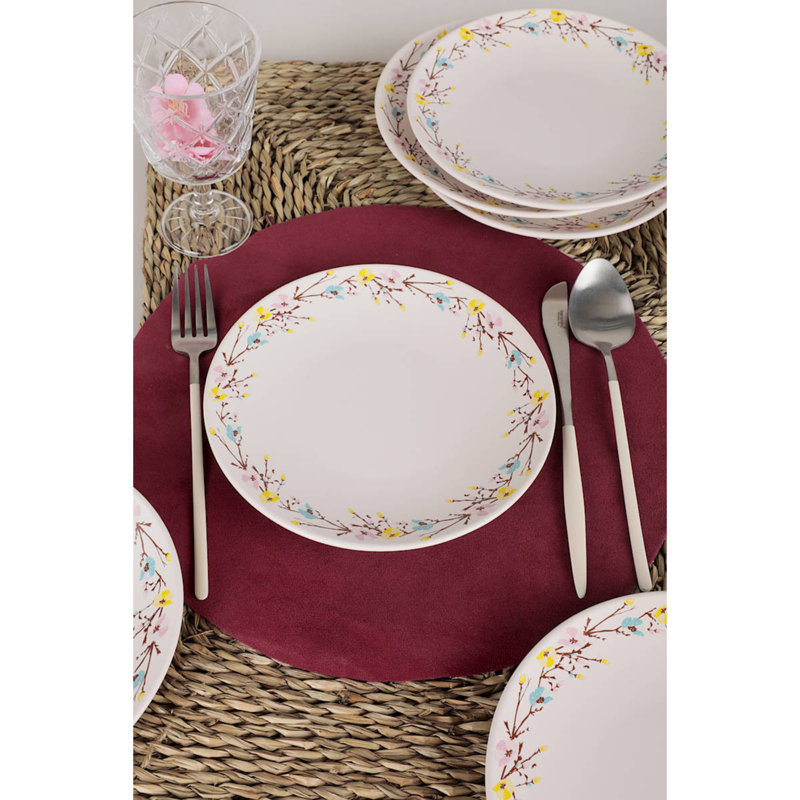Elegant Ceramic Dessert Plate Set (6 Pieces), 8.0 inches | 100% Ceramic, Microwave & Dishwasher Safe | Vibrant White, Brown, Yellow, Pink & Turquoise Colors | Perfect for Serving Desserts & Snacks in Style