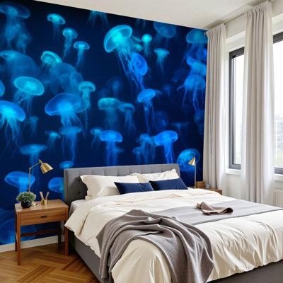 Papier peint adhésif à peler et coller médaillon néon à effet de lumière fluo matrine Life H 100 po x l 144 po Papier mural amovible en PVC auto-adhésif pour chambre à coucher, bureau à domicile