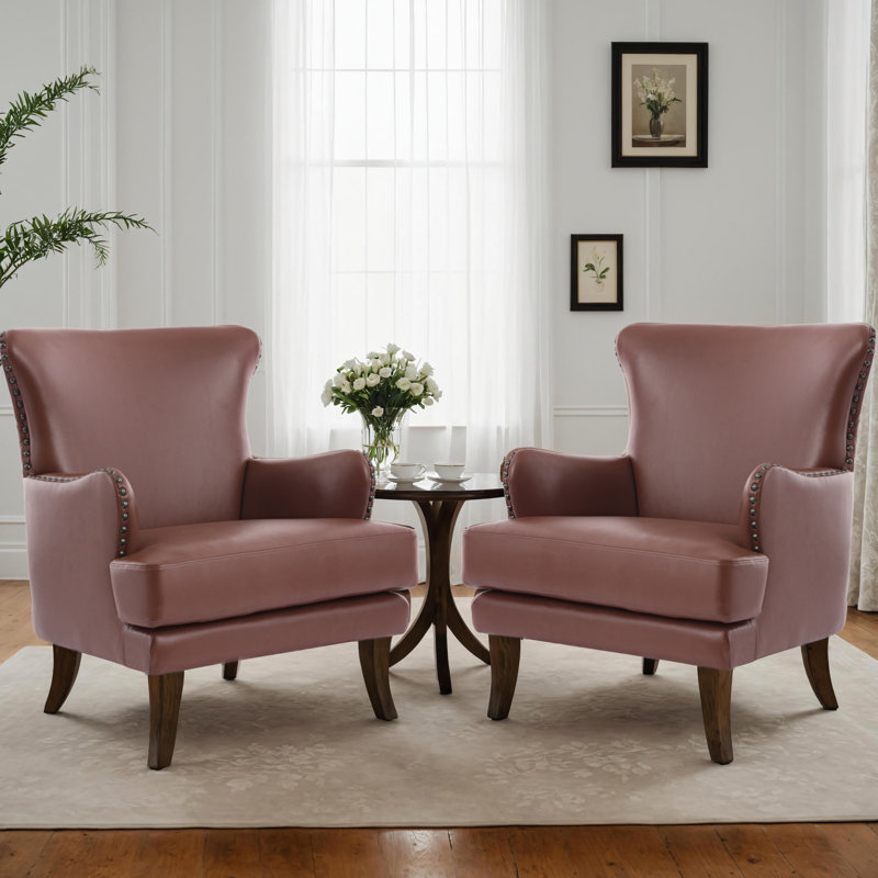 Fauteuil à oreilles 28,9 po Brooklyn, Similicuir caramel, 2
