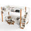 Lit mezzanine en bois avec crochets, rails et escaliers pour enfants Elevate-131140106