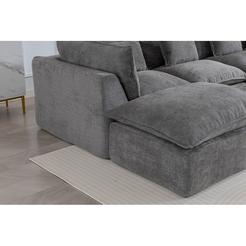 Cloud Couch Oversized Modular Boneless Sectional Sofa True Relax Comfy Couches Wide&Deep Seat Sofas For Living Room Furniture Sets, 4Seat With 2Ottoman