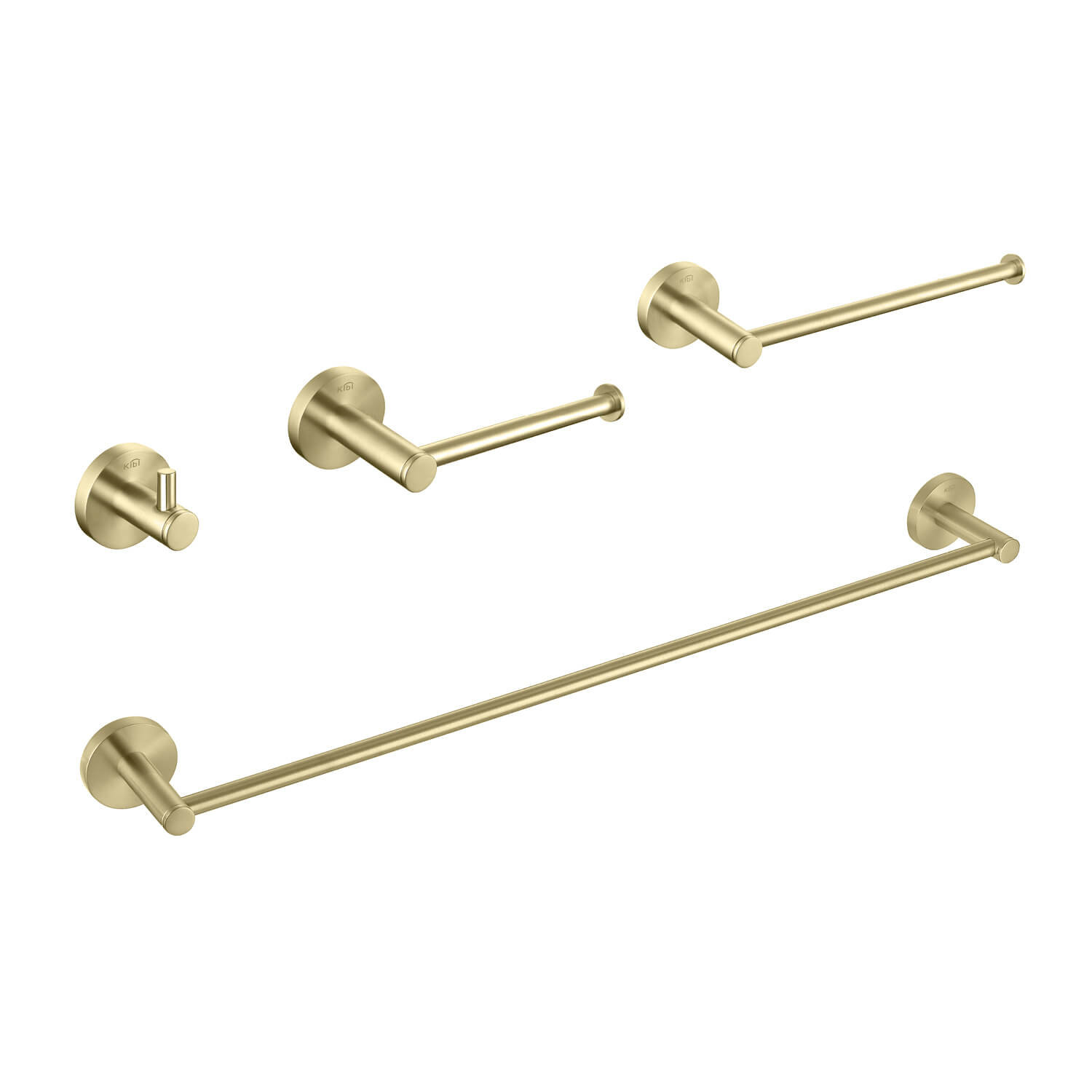 Circular 4 - Piece Bathroom Hardware Set, Brush Gold