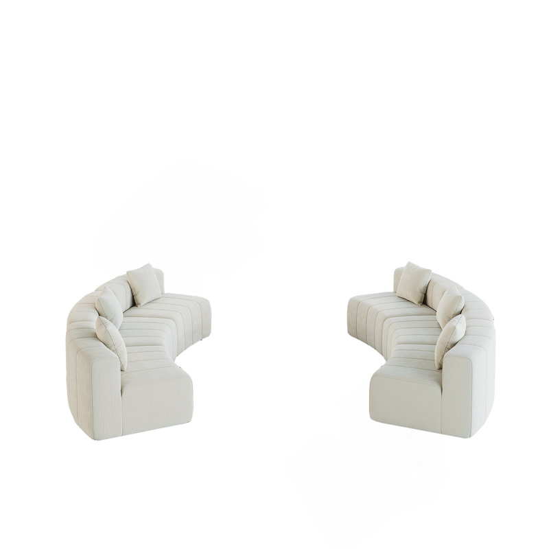 Canapé modulaire courbé en chenille avec six coussins pour le salon, la chambre à coucher, le bureau, le coin lecture et le hall d'entrée.