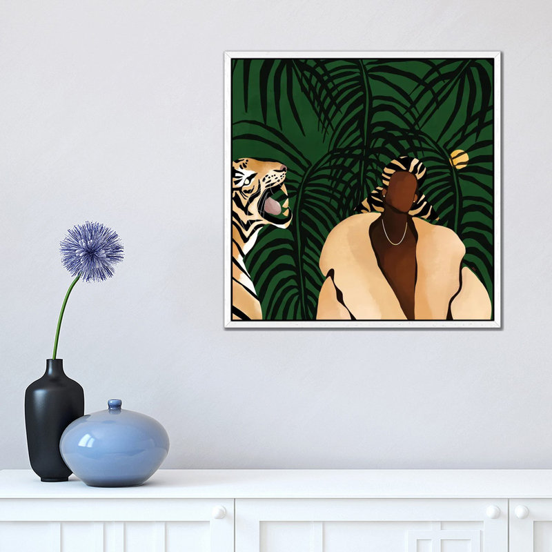 In The Wild (Green) by Bria Nicole - Print on Canvas, 45.72 cm H x 45.72 cm W, White Framed