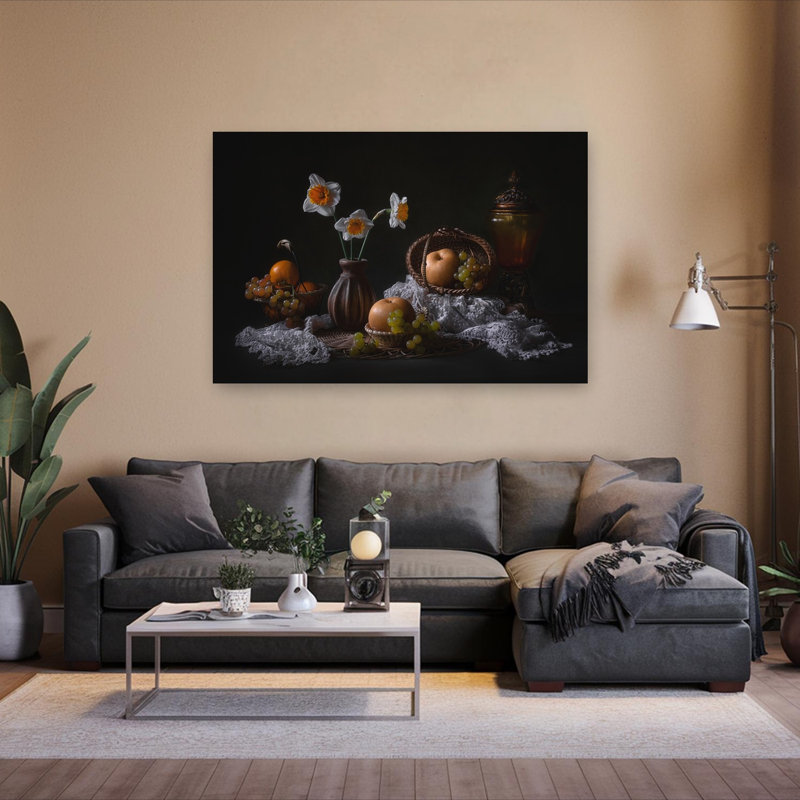 Fleurs de jonquilles, nature morte, classique, élégante fleur de jonquille rustique, art mural, 60" H x 40" W