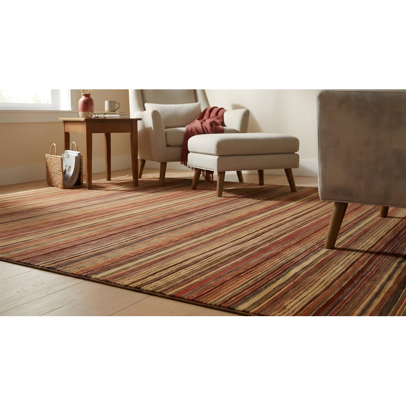 Tapis transitionnel multicolore en laine tissé à plat rouge Lush, Rectangle 10 pi x 13 pi