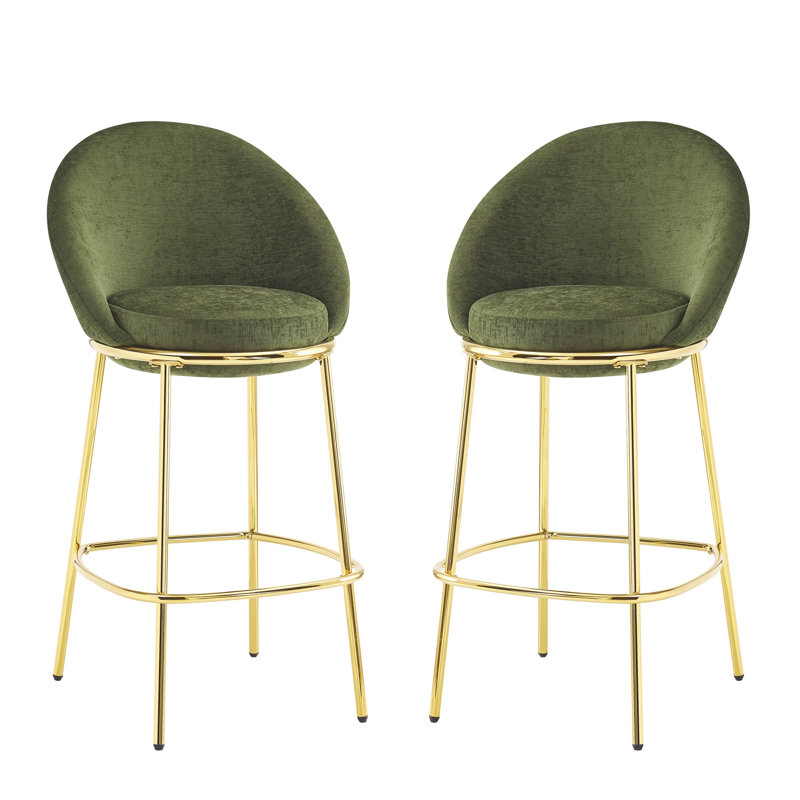 Ensemble de 2 tabourets de bar rembourrés, Vert, 2