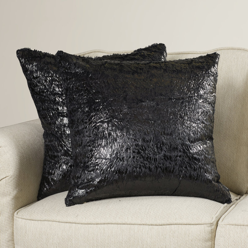 Feather Throw Pillow, 20" x 20", Black