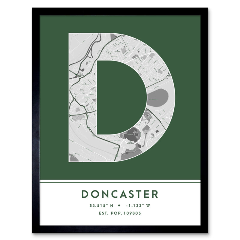 Doncaster England United Kingdom City Map Green - Single Picture Frame Typography
