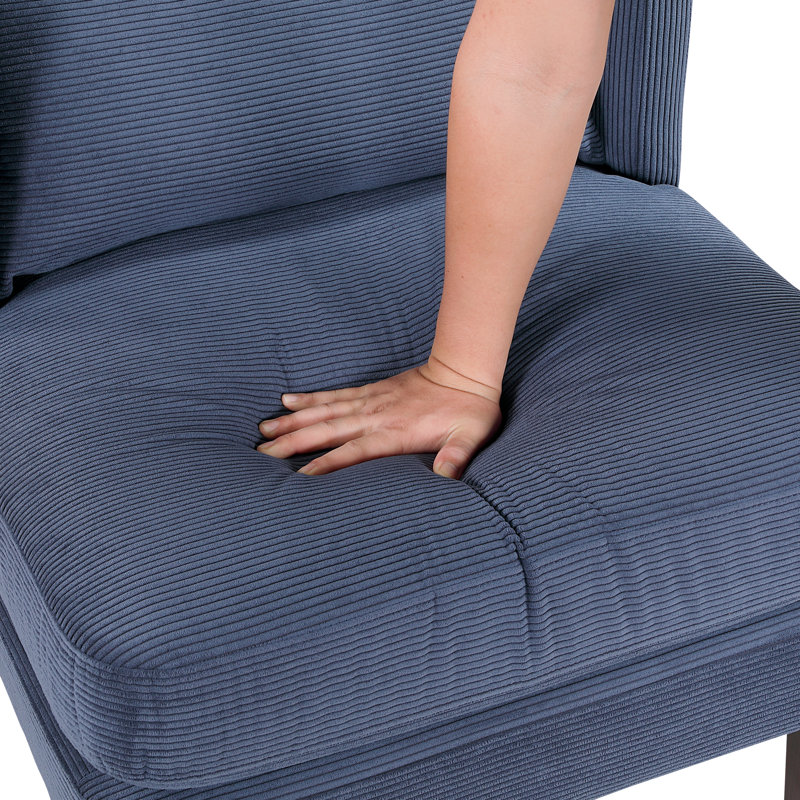 Meuble de salon moderne en velours côtelé avec coussin de chaise, Bleu