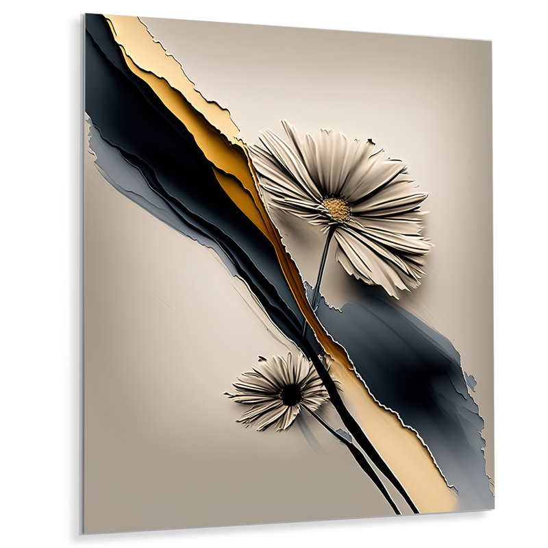 Gerbera fleurs hyperréalistes III - impression sans cadre sur métal, H 32 po x l 16 po x P 1 po