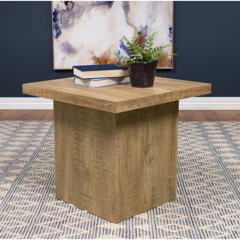 Gabriel Square Pedestal End Table, Mango