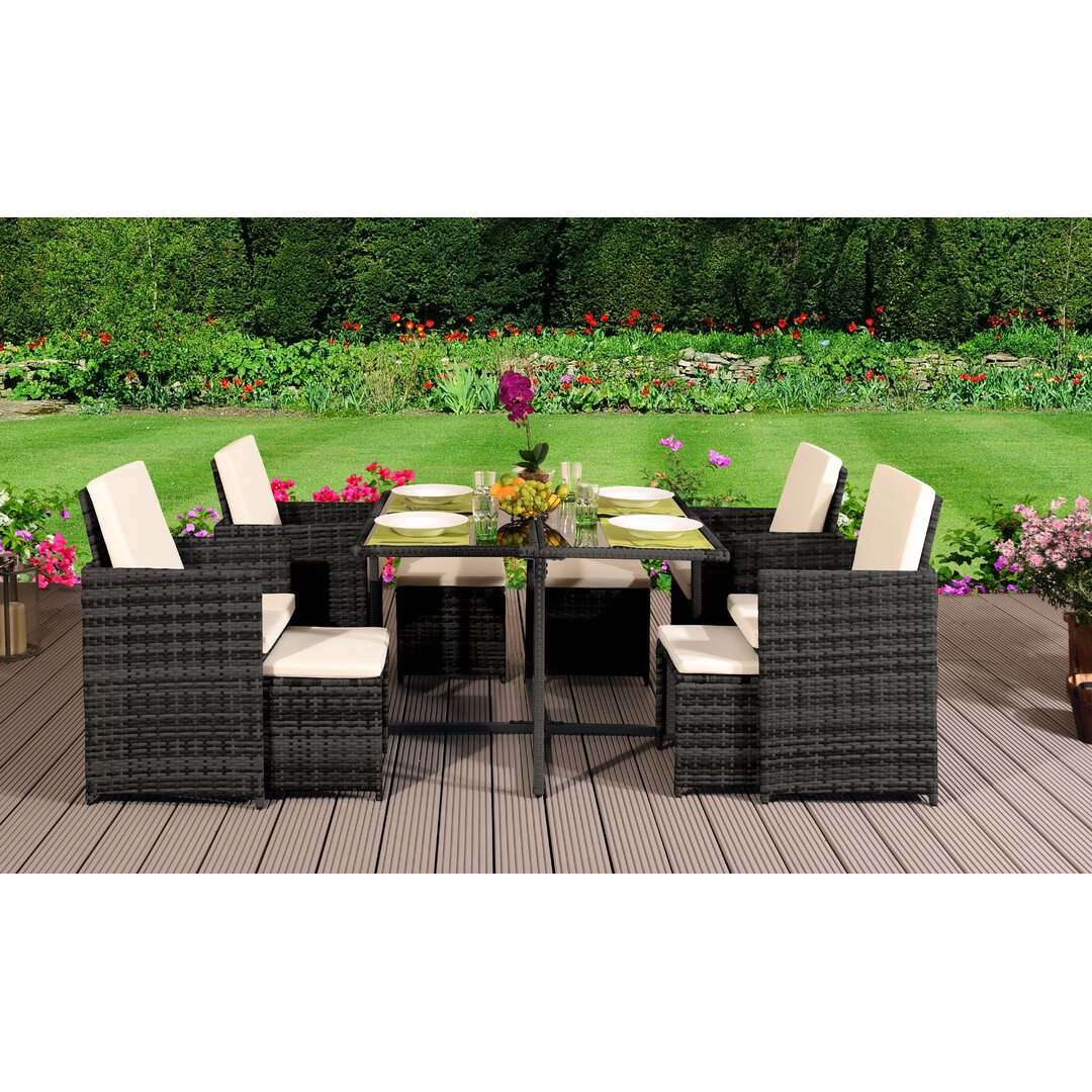 Gefen 8 Seater Dining Set with Cushions gray