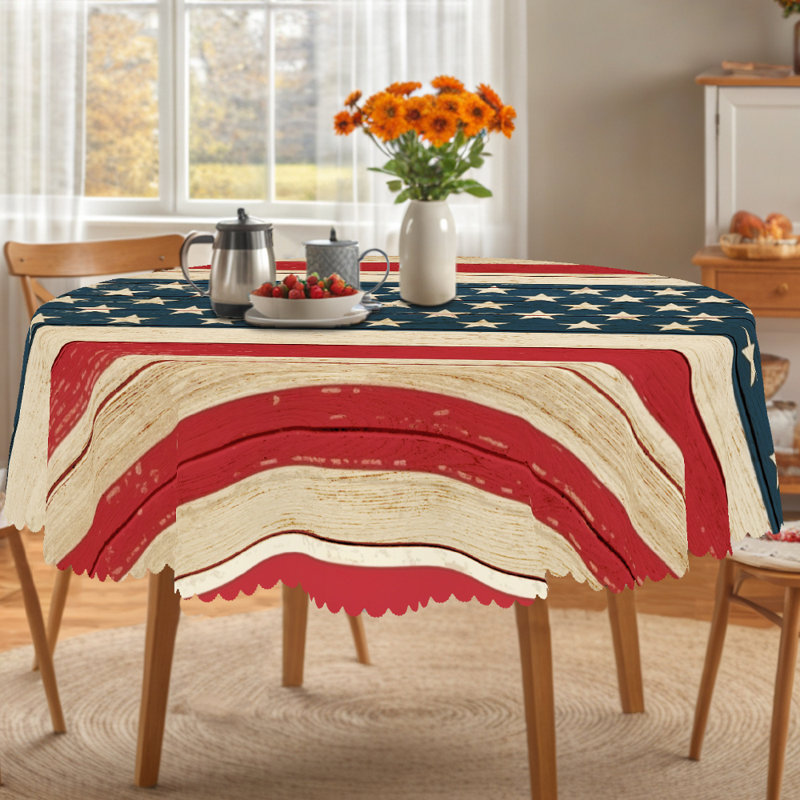 Nappe Independence Day Dagostino - drapeau américain, motif patriotique rouge, blanc, bleu rond / rectangulaire, Rond 60 po