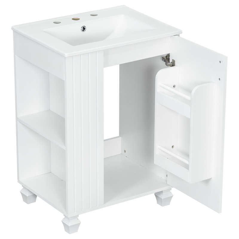 Meuble-lavabo de salle de bain avec lavabo, Blanc