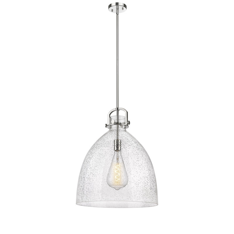 Luminaire suspendu sur tige 1 lumière Wimbush, H 19,75 po x l 18 po x P 18 po, Grainé, Nickel poli