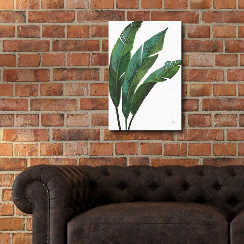 «Emerald Banana Leaves 1» par Janelle Penner, art mural en verre acrylique, H 24 po x l 16 po x P 0,2 po