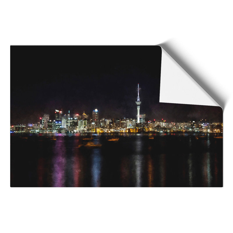 Auckland New Zealand Skyline Painting - Frameless Print, 21cm H x 30cm W x 0.1cm D