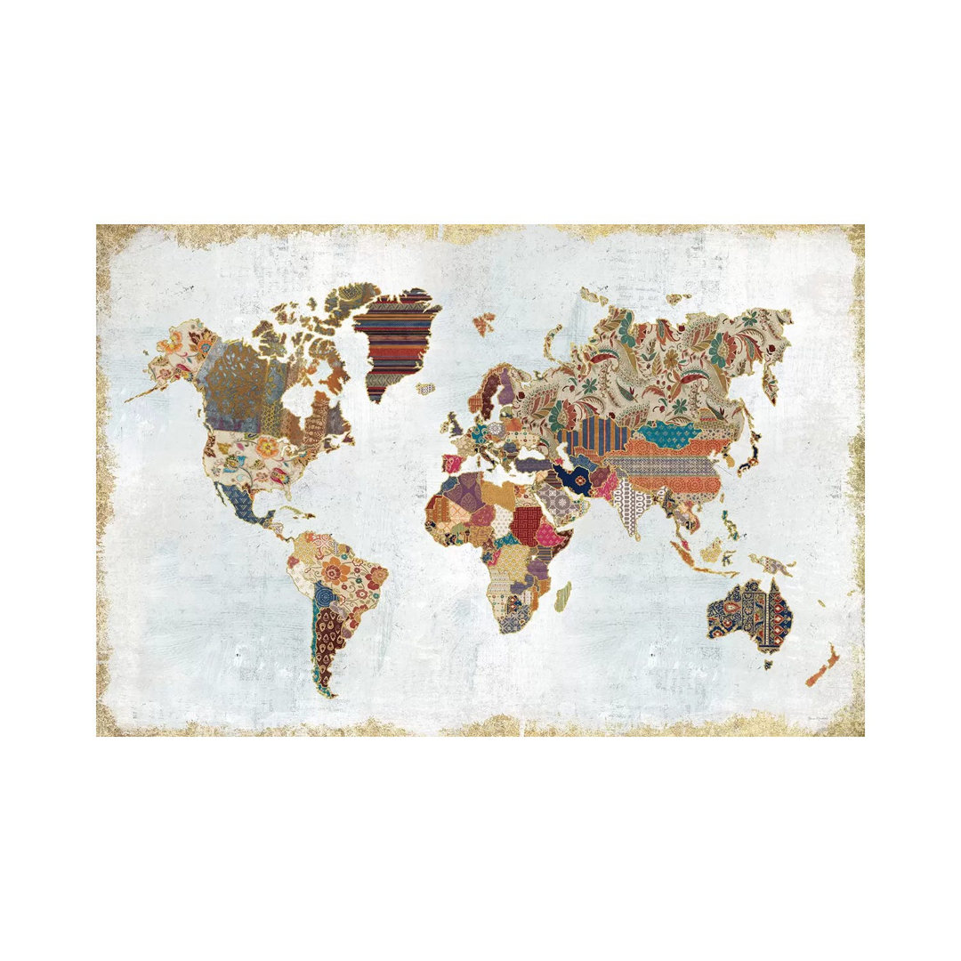 Pattern World Map von Laura Marshall - Galerie-verpackte Leinwand Giclée auf Leinwand