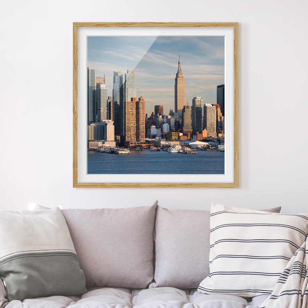 Gerahmter Fotodruck New Yorker Skyline aus New Jersey