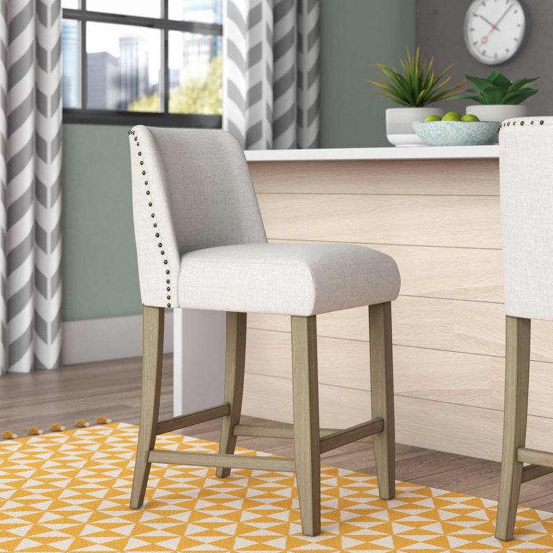 Tabouret de bar et de comptoir Carlo, Tabouret de comptoir (siège d'une hauteur de 24,8, Beige