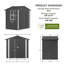 COMHOMA Remise de rangement pour l'extérieur en métal avec fenêtre et atelier de rangement ventilé et imperméable avec fenêtre ventilée (gris, 6 pi x 4 pi)