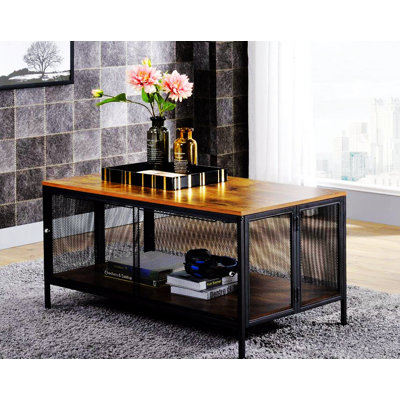 Table basse Hackmore avec 1 compartiment, table de salon, table basse rectangulaire