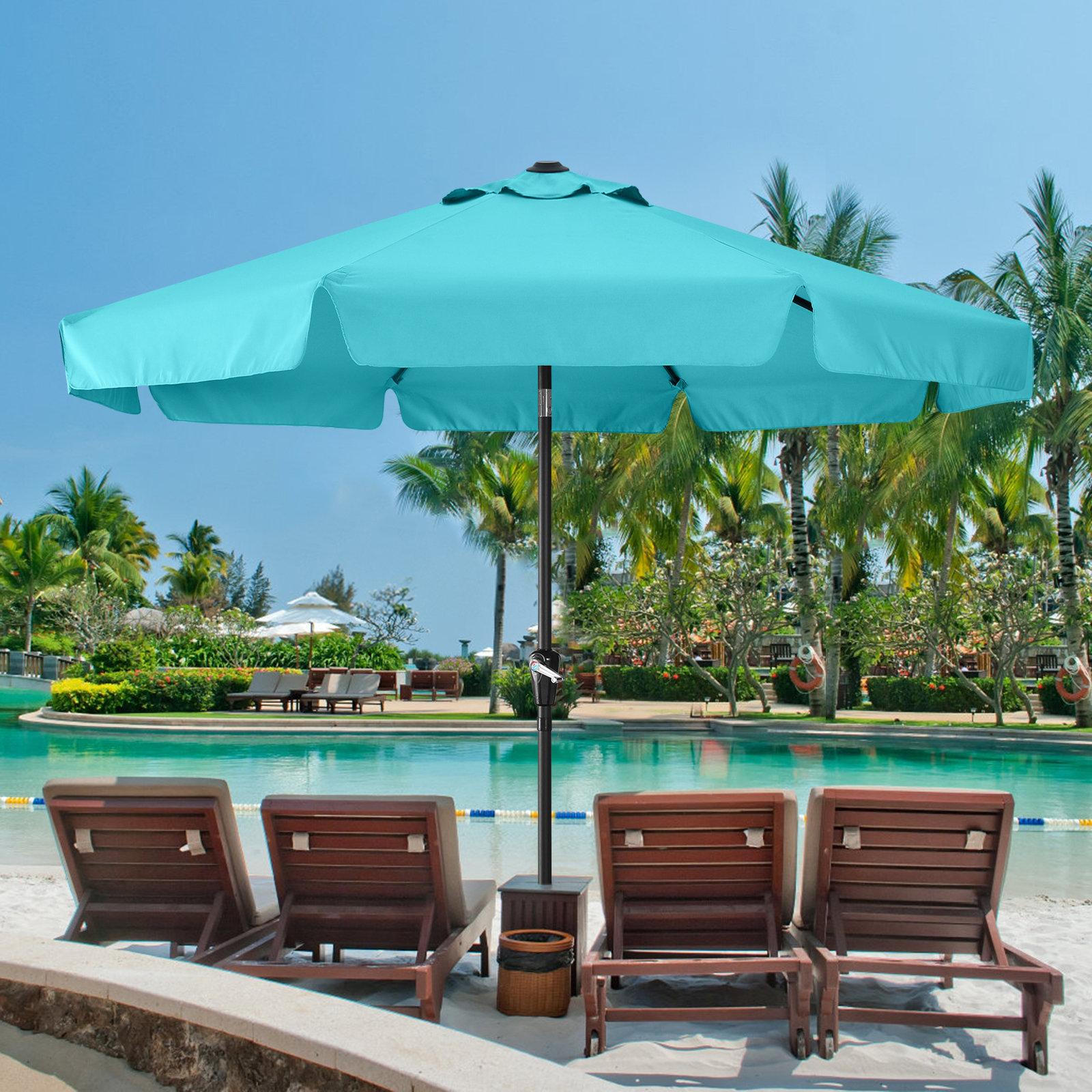 barton 9 ft steel outdoor market patio umbrella Blissun 9' Umbrella, Outdoor Table Umbrella, Yard Umbrella, with 8 Sturdy Ribs, Push Button Tilt and Crank (Tan) : Patio, Lawn & Garden Tilt option helps block the sun at any angle Hobert 9' Market Umbrella Arlmont