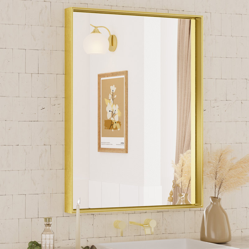 Miroir de vanité encadré / Miroir d'appoint, Doré, 32 po x 24 po