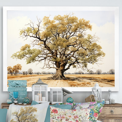 Oak Tree Canvas Wall Art, Minimal Forest Nature Print - Tree Oaks Simplicity I