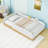 Twin Size Upholstered Platform Bed with Storage Bags and Sturdy Wood Frame