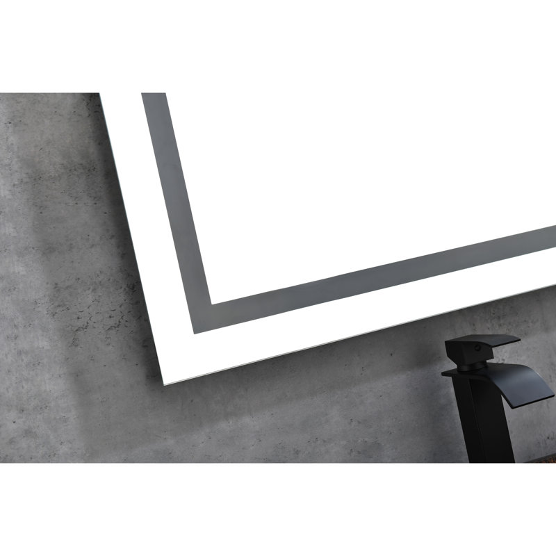 Miroir de salle de bain 72 po x 36 po avec fonction brouillard, à intensité variable, à mémoire de forme, 3 couleurs, miroir de salle de bain à intensité variable, couleurs, mur