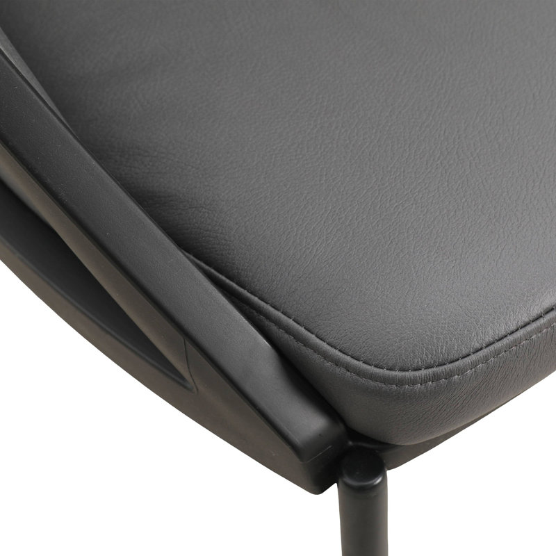 Urbane Modern Upholstered Dining Chair In Vinyl With Curved Back Design For Home And Kitchen Arm Chair, Charcoal Vinyl