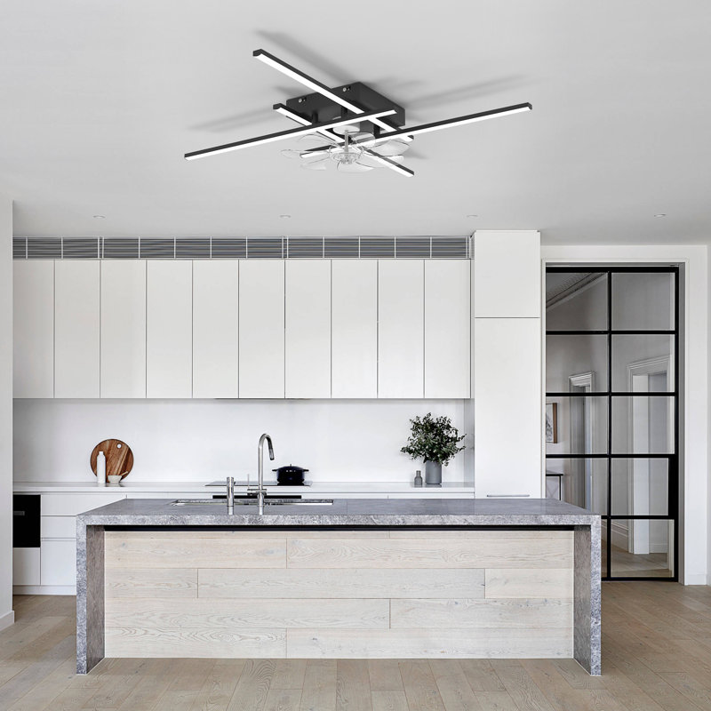 Ventilateur de plafond à DEL à intensité variable réversible 33,46 po Hanke avec lumière et télécommande
