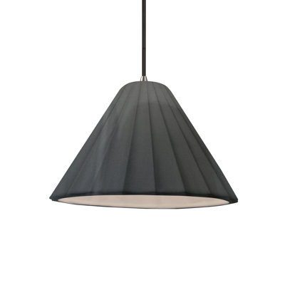 Radiance - Luminaire suspendu 1 lumière cannelé - Gris brillant - Nickel brossé - l 10,75 po x H 7 po - DEL dédiée - cordon noir