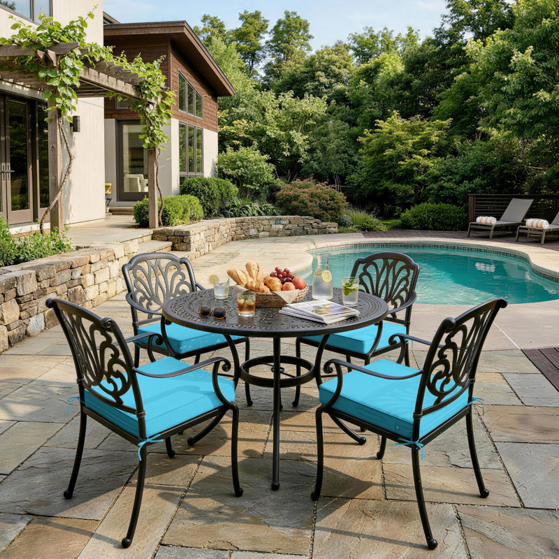 Wynee Outdoor Cushions 24X24x5 Outdoor Chair Cushions And Seat Cushions, Lake Blue, Set of 4
