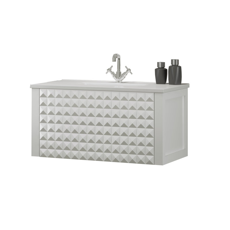 Westwood 24'' Single Bathroom Vanity with Glass Top, Gray