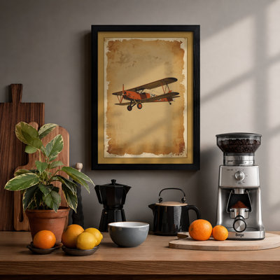 Biplane Flight Vintage - Framed Print