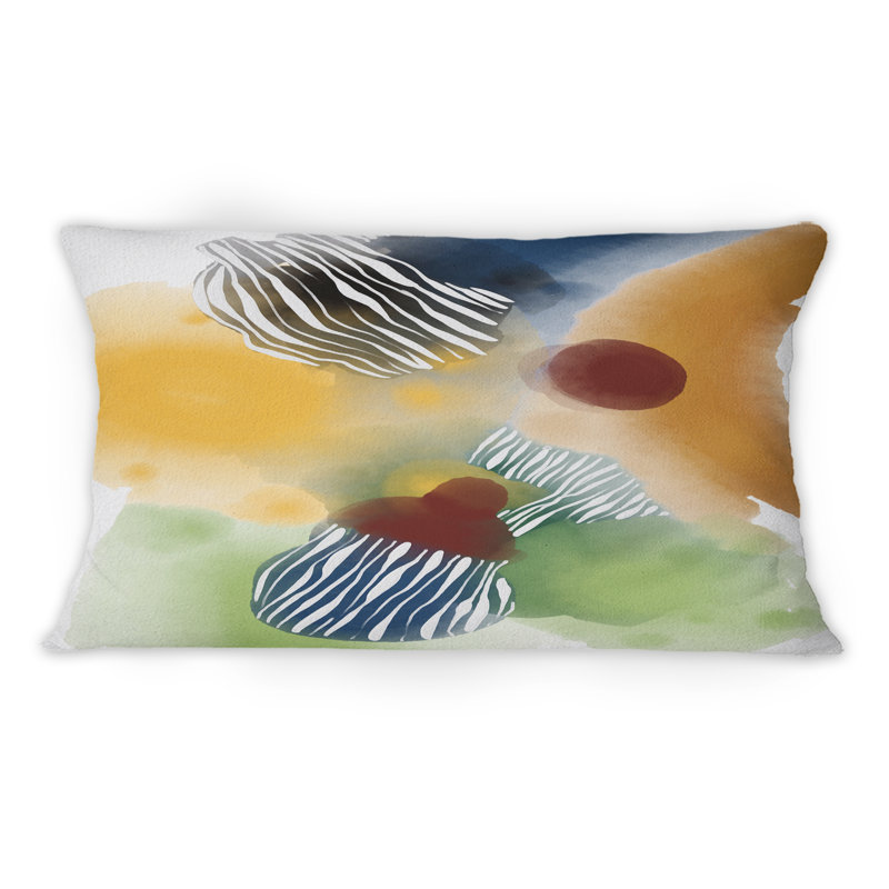 Coussin décoratif minimaliste rouge, vert, brun et brosses II