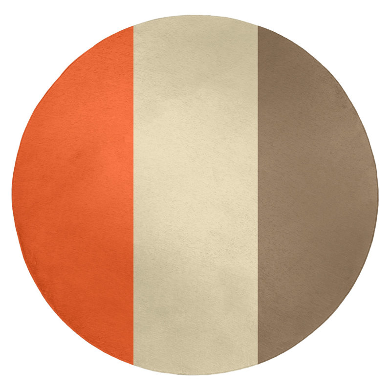 Tapis orange/crème/doré tissé à plat San Francisco, Rond 5 pi