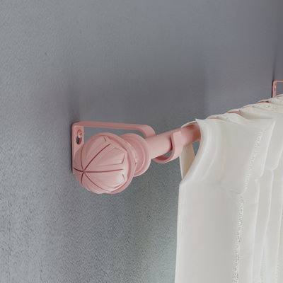 Kimule Metal Adjustable Single Curtain Rod Pink