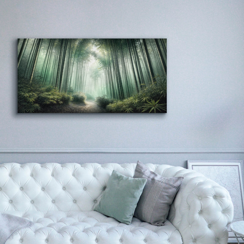  «Bamboo Forest In The Morning Mist» par Rey Klimt, art mural sur toile, 60 po x 30 po