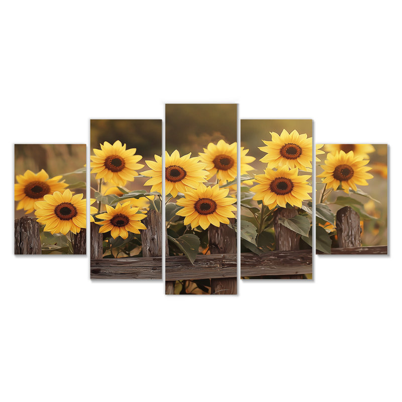 Dric - Tournesols, art mural - ensemble d'art mural traditionnel 5 pièces