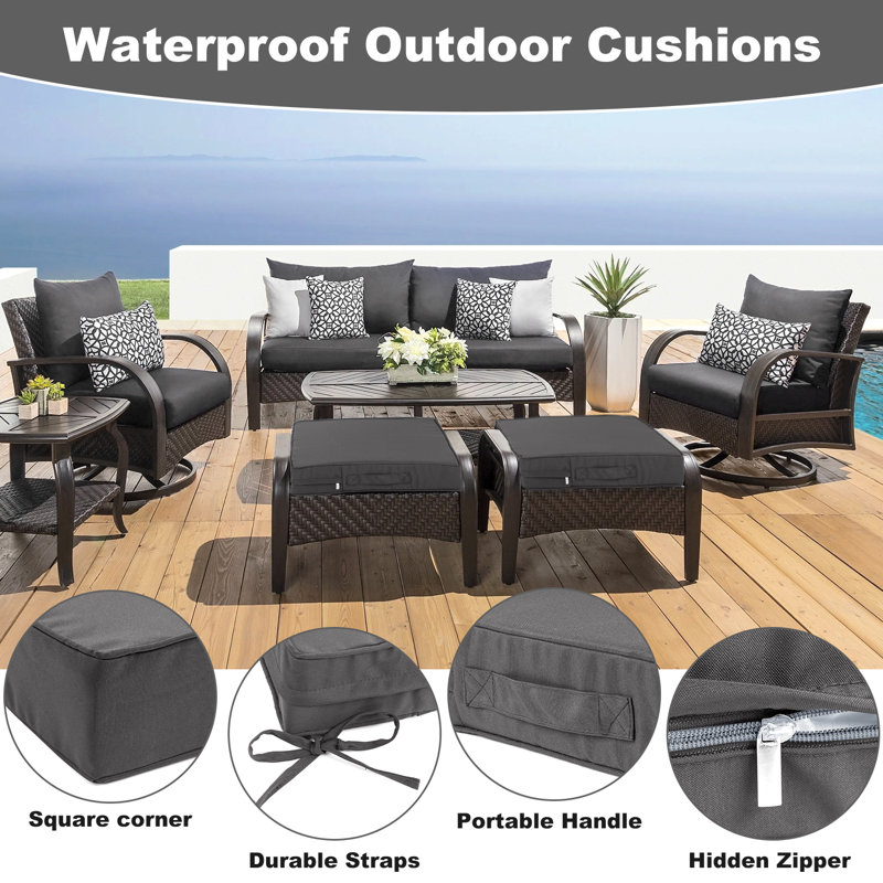 24"×24"×4“ Outdoor Removable Seat Cushion, Gray, 24" W x 24" D