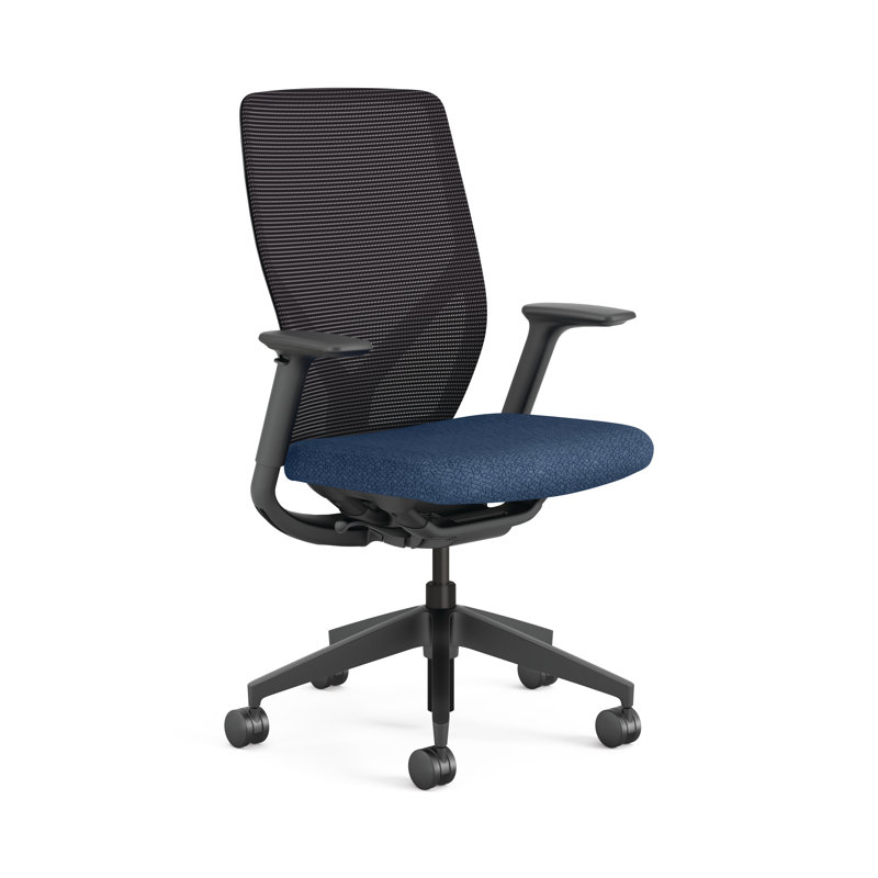 Chaise de bureau ergonomique en filet HON Flexion, Tissu noir, Titane