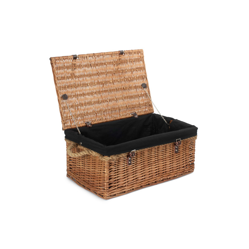 Wicker Rope Handled Trunk with Lining, Double Steamed/Black